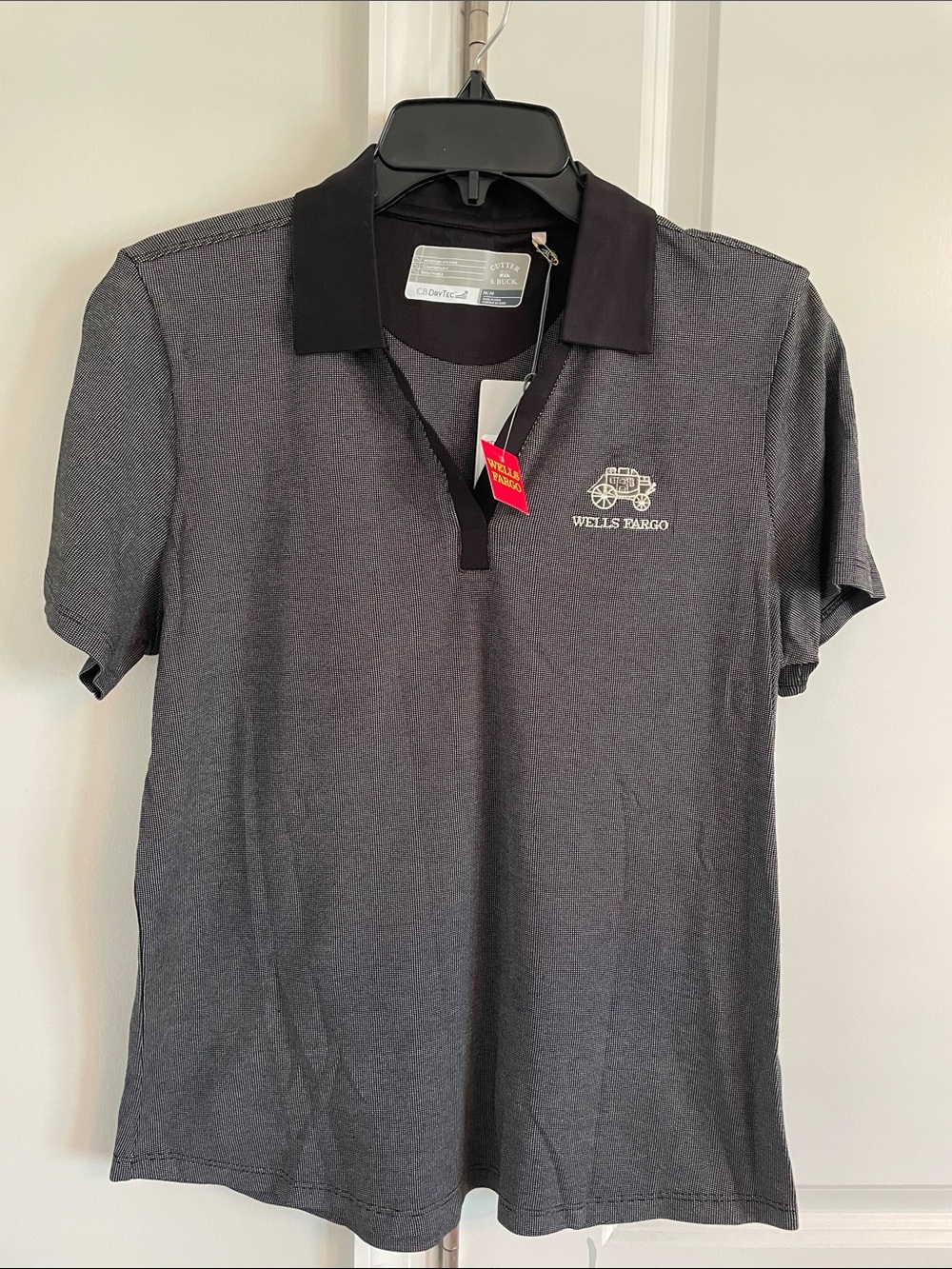 Cutter & Buck Charcoal Polo with Black Collar - Wells Fargo Logo